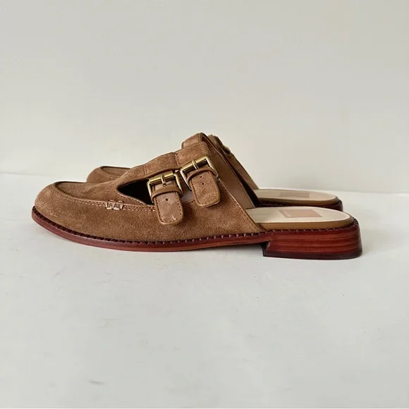 NEW Dolce Vita Haydee Double Buckle Cinnamon Suede Mary Jane Women's Mule, Sz 9 - Picture 1 of 11